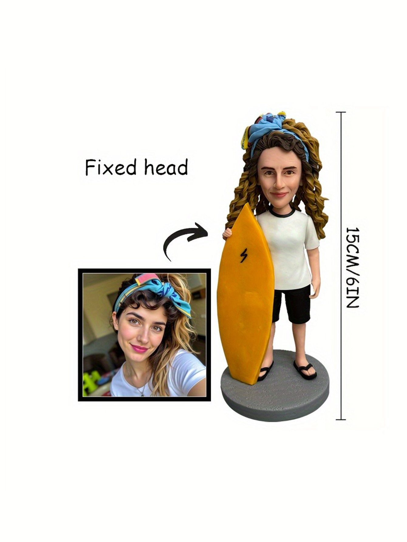 A custom bobblehead doll, personalized clay-style figurine